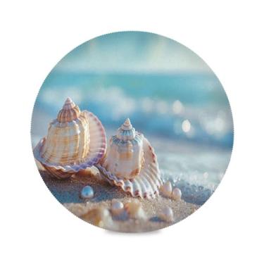 Imagem de xigua Jogo americano redondo de praia com areia, conjunto de 1 para mesa de jantar, tapetes de mesa antiderrapantes laváveis e resistentes ao calor para decoração de festa, cozinha, jantar