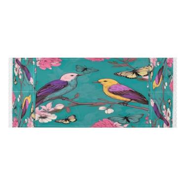 Imagem de Wassud Pássaros roxos no ramo, capas de lavadora e secadora, protetor de lavadora com sacos de armazenamento, capa de geladeira à prova de poeira com bolsos para lavanderia doméstica, cozinha, 120 x