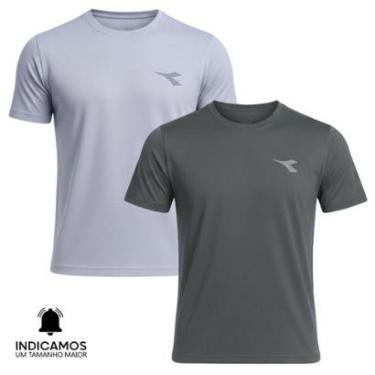 Imagem de Kit 2 Camisetas Diadora Small Logo Masculina - Cinza Claro e Chumbo M-Masculino