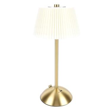 Imagem de Hyuduo Abajur Plissado, Abajur Recarregável Sem Fio Com Controle de Toque e Bateria de 1200mAh para Quarto, Sala de Estar, Escritório Doméstico (Bege)