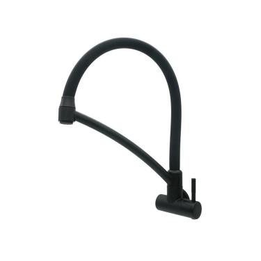 Imagem de Torneira Pia Cozinha De Parede Gourmet Arco Flexível 1/4v Preto Fosco