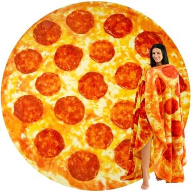 Imagem de Cobertor de Pizza Gigante Zulay Pepperoni 152cm - Flanela Novelty