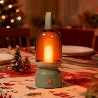 Imagem de Osuke Luminária de mesa LED portátil, velas operadas por bateria de 500 mAh, luz noturna vintage pequena para mesa de cabeceira do quarto, dois modos de iluminação para interior/exterior/restaurante