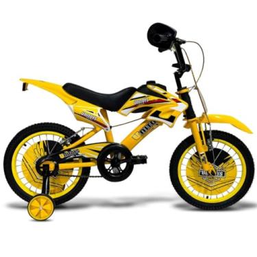 Imagem de Bike Moto Cross Aro 16 Com Rodas Laterais - Amarela