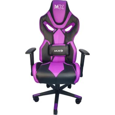 Imagem de Cadeira Gamer Mymax Mx9, até 150kg, Giratória, Com Almofadas, Reclinável, Preto/Roxo