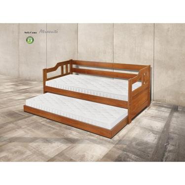 Imagem de Sofá Cama Castanho em Madeira Maciça Pinus - Atraente