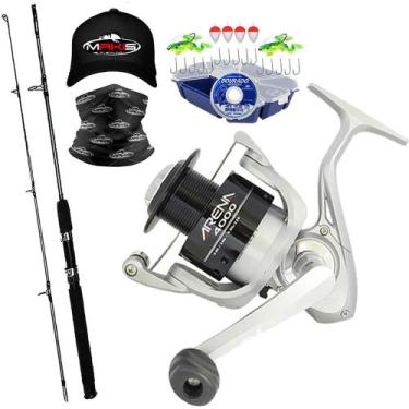 Imagem de Kit Molinete Arena 4000 Com Vara 1,80mts Boné Buff Makis Fishing e Est