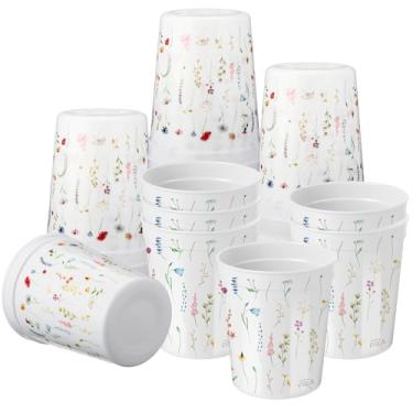 Imagem de Vesici Conjunto de 24 copos de flores silvestres de primavera para decoração de festa de 473 ml de plástico reutilizável para primavera, casamento, chá de bebê, suprimentos de festa, lembrancinha de