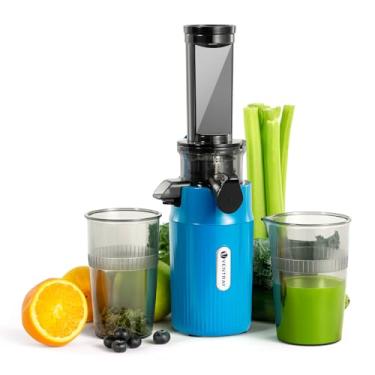 Imagem de Ventray Espremedor Ginnie | Juicer lento de 60 rpm | Abertura de 45 mm | Função reversa e dois tamanhos de filtro | Livre de BPA | 100 watts | Fácil de limpar e silencioso | Design fino, 400 ml, azul