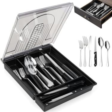 Imagem de Jogo de Talheres 48 PCS, Conjunto de Talheres de Aço Inoxidável de 48 PCS com Organizador de Talheres, Conjuntos de Talheres de Aço Inoxidável para 6 Pessoas