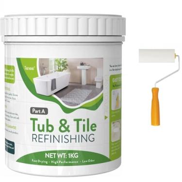 Imagem de Conjunto de tinta de banho: branco, semibrilho, baixo-voc, para azulejo, banheira, cozinha, banheiro, fibra de vidro