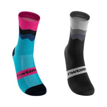 Imagem de Meias De Ciclismo Unissex Respiráveis De Compressão 2 Pares Profission