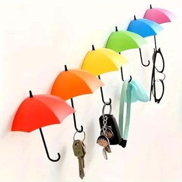 Imagem de 6 ganchos de parede vibrantes para guarda-chuva – chave adesiva e suporte de toalha, perfeito para decoração de quarto e organização, ganchos utilitários