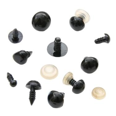 Imagem de 100 peças de olhos de brinquedo de segurança 100 peças de plástico preto com arruelas e narizes de crochê para brinquedos de pelúcia, amigurumi, fabricação de bonecas, artesanato de costura, 8 mm