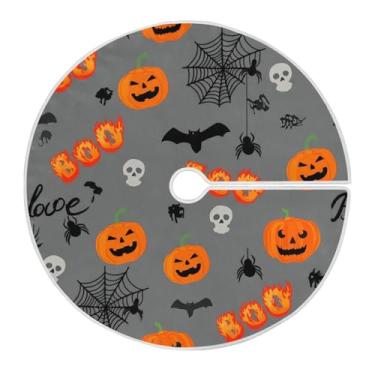 Imagem de JUZIHAI Saia de árvore de Halloween Boo Tapete para árvore de Natal, enfeites de decoração de férias para ambientes internos e externos, 91 cm