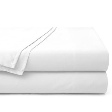 Imagem de Pacote com 2 lençóis de cima - Queen Size 100% algodão egípcio 1000 fios lençol de luxo para hotel, sem encolhimento e resistente ao desbotamento - branco liso