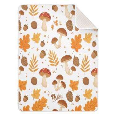 Imagem de Qilmy Cobertor de bebê cogumelo 76 x 101 cm, cobertor infantil de algodão macio para meninos e meninas, cobertor leve e quente para bebês de berço, carrinho de bebê, soneca, recém-nascido