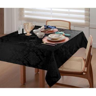 Imagem de Toalha de Mesa Jacquard Retangular – 4 6 8 e 10 Lugares Cores Variadas Tecido Resistente e Elegante (Preta,10 Lugares)
