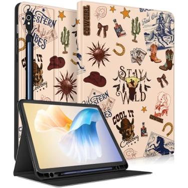 Imagem de Wazzasoft Capa para Samsung Galaxy Tab S9/S9 FE/S10/S10 FE/S10 Lite de 10,9 polegadas - Capa fólio inteligente com suporte de lápis embutido, design feminino e feminino para Samsung Tablet S9 11