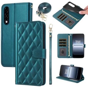 Imagem de Furiet Argyle Capa carteira para OnePlus Nord 5 5G com alça removível de pulso/ombro, compartimentos para cartões, bolsa fólio, acessórios de couro PU de luxo, capa de celular para One+ 1+ Nord5