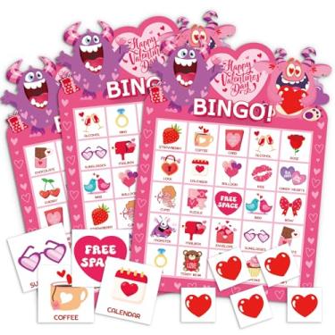 Imagem de JarThenaAMCS 43 peças de jogo de bingo para dia dos namorados, 32 jogadores, cartas de bingo para adultos, família, sala de aula, atividades em grupo, casamento, aniversário, artigos para festas