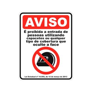 Imagem de Adesivo Proibido O Uso De Capacete 30x23,7cm Vermelho