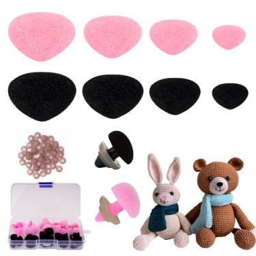 Imagem de HeXueLy Narizes felpudos de segurança de 48 peças com arruelas para animais de pelúcia, brinquedos de crochê e bonecas Amigurumi, narizes macios de pelúcia em vários tamanhos para ursinho de pelúcia e