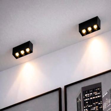 Imagem de 2 Micro Spot Downlight Sobrepor Led Preto Pontual Sala Luz05