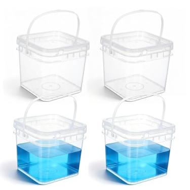 Imagem de UMETASS Baldes de armazenamento de alimentos com tampas – 4 conjuntos de recipientes quadrados de plástico transparente, vedação de pressão hermética e alça para preparação de congelador de cozinha