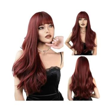 Imagem de Peruca Longa Lisa Ombre Loira Para Mulheres Com Franja, Cabelo Sintéti