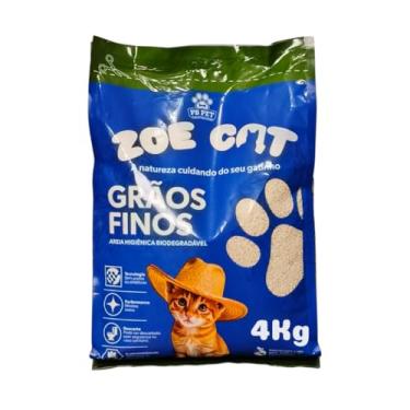 Imagem de Areia Higiênica Biodegradável para Gatos Zoe Cat 100% Mandioca Natural Grãos Finos Aglutinantes 4kg Zero Poeira Controle de Odor