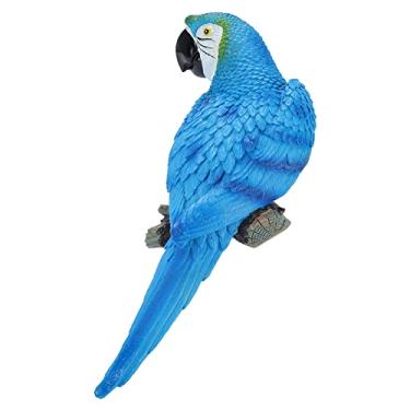 Imagem de Generic Papagaio Brinquedo Realista Escultura de Jardim Decoração de Parede para Casa Desktop Fotografia Adereços Resina Azul Esquerda 31cm (Nº 1 azul à direita)