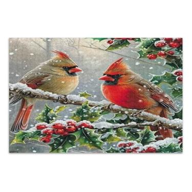 Imagem de Quebra-cabeça de pássaro vermelho de inverno para adultos, 500 peças, quebra-cabeças desafiadores para adultos, jogos divertidos para adultos