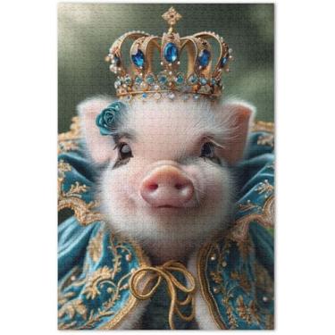 Imagem de Quebra-cabeça de porco de princesa fofa para adultos, 500 peças, presentes para amantes de quebra-cabeças, quebra-cabeças exclusivos para adultos, arte de decoração de casa, 50 x 35 cm