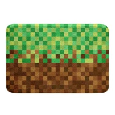 Imagem de Tapete de banheiro Pixelated, gamepad mineiros de videogame, tapete de banho antiderrapante para decoração de banheira, tapete de grade geométrica 40,6 cm x 61 cm, tapete absorvente de animais de