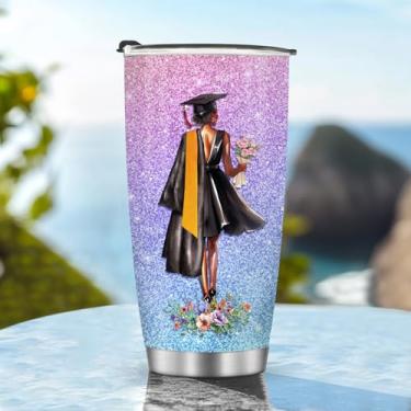 Imagem de Copos isolados Caneca Copo Aniversário Ano Sênior Formatura Temporada Presentes de Natal para colegas de classe Quartos Estudantes Professores Meninos Meninas Homens Mulheres Filha Alça Fria Gelado