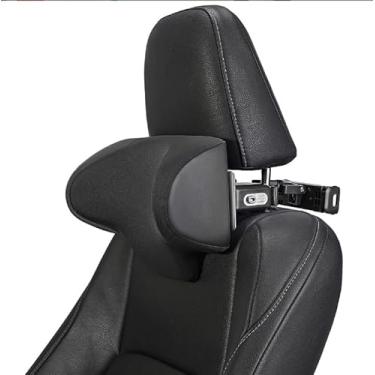Imagem de Almofada para encosto de cabeça de carro, 180° ajustável, almofada de apoio para cabeça e pescoço, encosto de cabeça para viagens de carro, adequado para diferentes alturas (preto)