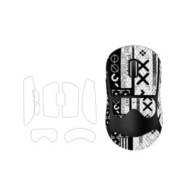 Imagem de WUNIAK Fita antiderrapante para mouse Logitech G PRO X Superlight 2, pele de mouse ultrafina com absorção de suor, lavável e reutilizável, conjunto de adesivos de cobertura total, preto e branco