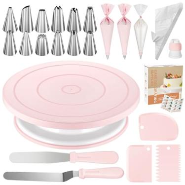 Imagem de Kootek Kit de decoração de bolo com 71 peças, utensílios de panificação – Inclui suporte para bolo, conjunto de 12 pontas de confeiteiro, 2 espátulas de cobertura, 3 raspadores, 50 + 2 sacos de