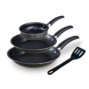 Imagem de Conjunto de Frigideiras Antiaderente 3 Peças Elegance – Frigideira Francesa e Omeleteira (Preto)