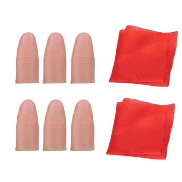 Imagem de Xfunjoin 8Pcs Professional Vanishing Silk Magic Set: 6 Small Fake Thumb Tips & 2 Silk Handkerchiefs - Close-Up Magic Props for Vanish & Appear Illusions