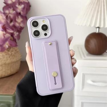 Imagem de IRTGFG Capa de celular com suporte de pulseira colorida para iPhone 16, capa à prova de choque e proteção contra quedas (para iPhone 16/lilás)
