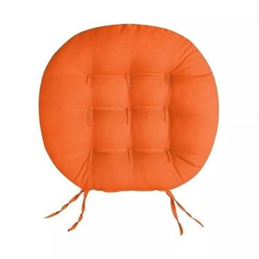Imagem de Almofada Redonda P/Cadeira Sofá Banco Decoração Oxford Futton Futon 40x40cm almofada para cadeira para Cadeira Sofá e Banco com Amarração Assento Decorativo(Laranja)