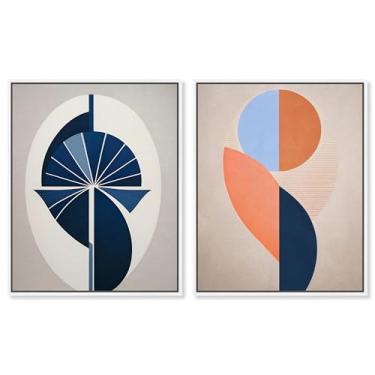 Imagem de Conjunto de 2 arte de parede de sala de estar com impressão em tela Glamour dourada por Art Remedy, moldura branca, 61 x 76 cm