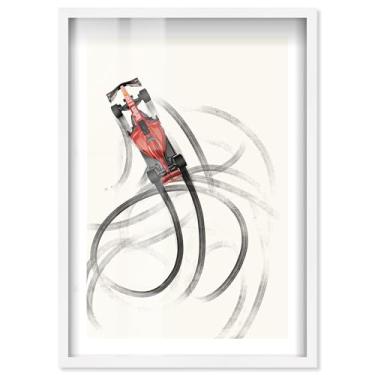 Imagem de Pôster Drifting Away Shadowbox Print Formula 1 por Notoriart, moldura branca, 53 x 78 cm