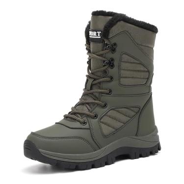 Imagem de Botas de neve femininas impermeáveis com cadarço de inverno confortáveis e forradas com pele leve antiderrapante plataforma cano médio para viagens e trabalho, Verde, 38