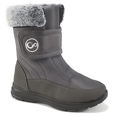 Imagem de Almusen Botas de neve para mulheres sapatos de inverno: botas de cano médio com forro de pele quente para mulheres antiderrapante à prova d'água gancho laço confortável bota ao ar livre, Cinza, 7
