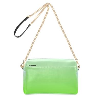 Imagem de Joitme Bolsa feminina elegante azul brilhante verde gradiente bolsa tiracolo de couro PU com alça de corrente bolsa de telefone fofa