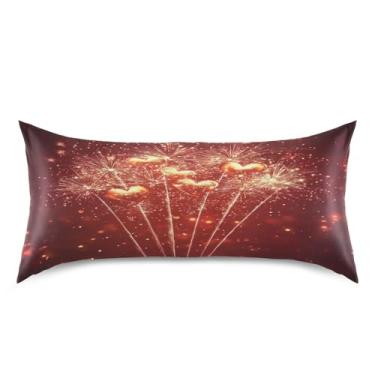 Imagem de Blueangle Fronha de cetim refrescante para cabelo e pele, capa de travesseiro de fogos de artifício dos namorados, tamanho king 50,8 x 101,6 cm com fecho de envelope (352)