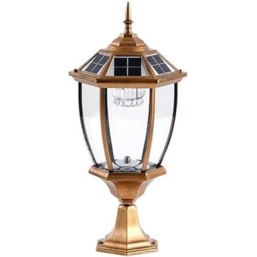 Imagem de CMOLVUR Poste de luz solar ao ar livre cerca parede villa jardim pátio porta impermeável varanda pátio pilar rua lanterna mesa